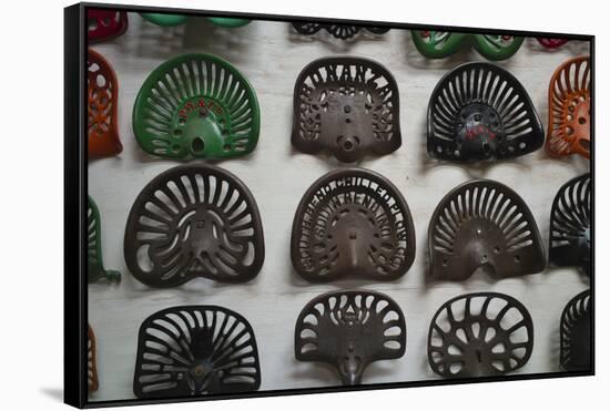 Farm Tractor Seats, Plainsman Museum, Aurora, Nebraska, USA-Walter Bibikow-Framed Stretched Canvas