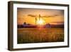 Farm with Grain Silos at Sunset, Hunterdon County, New Jersey-George Oze-Framed Photographic Print