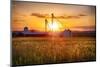 Farm with Grain Silos at Sunset, Hunterdon County, New Jersey-George Oze-Mounted Photographic Print