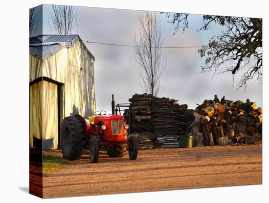 Farm with Old Red Tractor and Firewood, Montevideo, Uruguay-Per Karlsson-Stretched Canvas