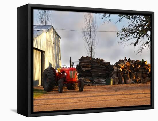 Farm with Old Red Tractor and Firewood, Montevideo, Uruguay-Per Karlsson-Framed Stretched Canvas