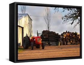 Farm with Old Red Tractor and Firewood, Montevideo, Uruguay-Per Karlsson-Framed Stretched Canvas