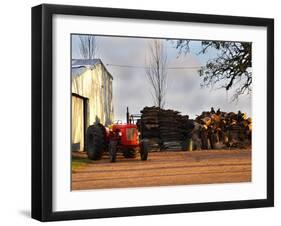 Farm with Old Red Tractor and Firewood, Montevideo, Uruguay-Per Karlsson-Framed Premium Photographic Print