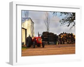 Farm with Old Red Tractor and Firewood, Montevideo, Uruguay-Per Karlsson-Framed Photographic Print