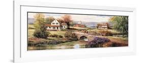 Farm with Stone Bridge-unknown Chiu-Framed Premium Giclee Print