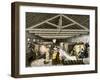 Farm Women Pouring Milk Into a Churn in Dairy Barn-null-Framed Giclee Print