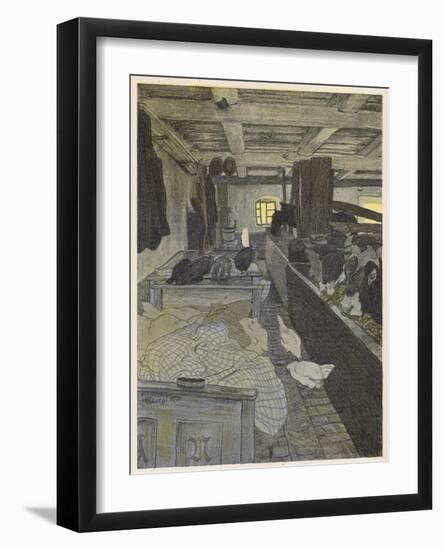 Farm Workers Sleeping in the Cow Shed-Walther Georgi-Framed Art Print