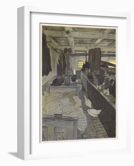 Farm Workers Sleeping in the Cow Shed-Walther Georgi-Framed Art Print