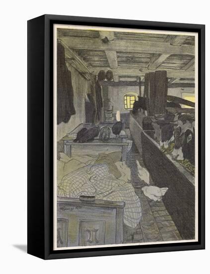 Farm Workers Sleeping in the Cow Shed-Walther Georgi-Framed Stretched Canvas