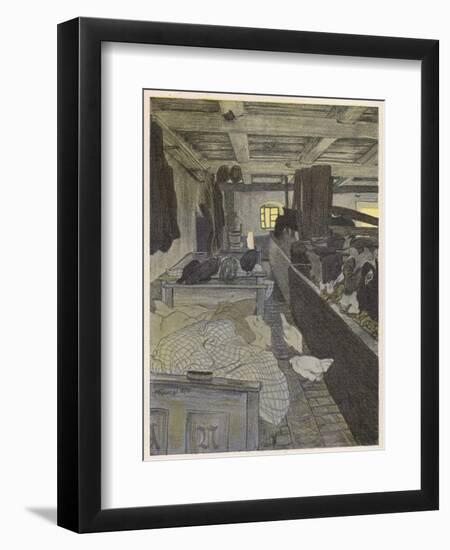 Farm Workers Sleeping in the Cow Shed-Walther Georgi-Framed Art Print