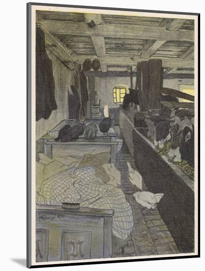 Farm Workers Sleeping in the Cow Shed-Walther Georgi-Mounted Art Print