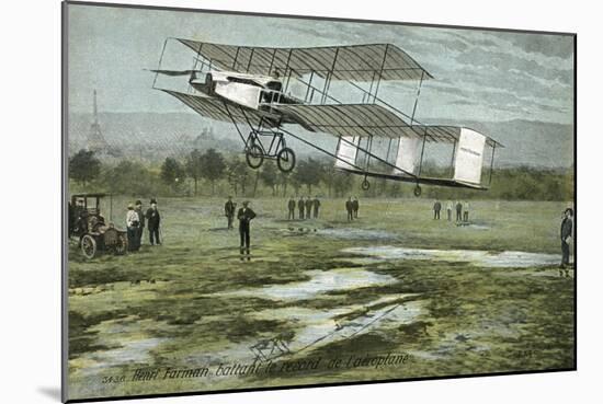 Farman Biplane Record-null-Mounted Art Print