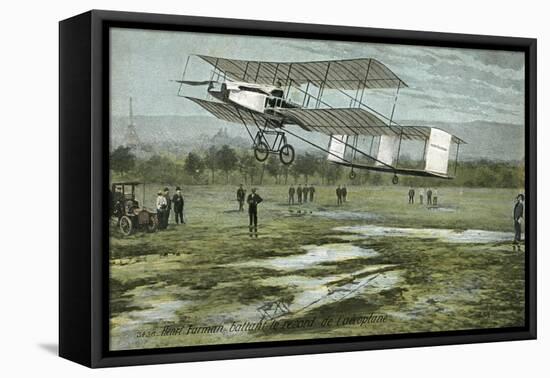 Farman Biplane Record-null-Framed Stretched Canvas