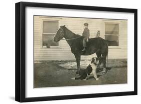 Farmboy with Cat on Horse and Dog-null-Framed Art Print