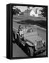 Farmer and Family Riding in a Jeep in Demonstration of Postwar Uses for Military Vehicles-null-Framed Stretched Canvas