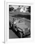 Farmer and Family Riding in a Jeep in Demonstration of Postwar Uses for Military Vehicles-null-Framed Photographic Print