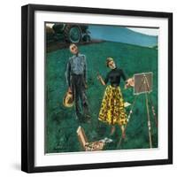 "Farmer and Female Artist in Field", June 6, 1953-George Hughes-Framed Giclee Print