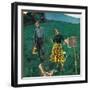 "Farmer and Female Artist in Field", June 6, 1953-George Hughes-Framed Giclee Print