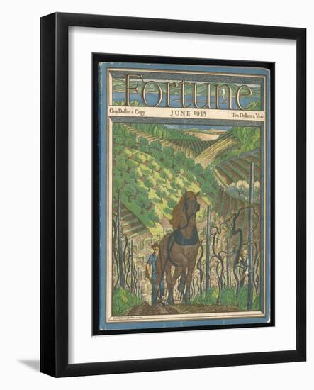 Farmer and His Horse Plough One of a Patchwork of Fields-null-Framed Art Print