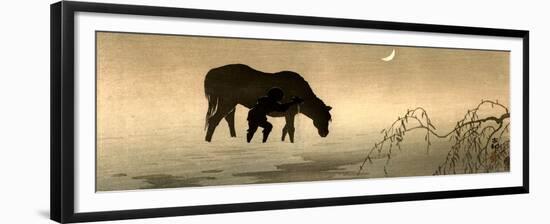 Farmer and Horse in the Water-Koson Ohara-Framed Giclee Print