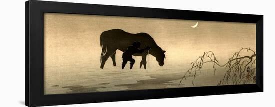 Farmer and Horse in the Water-Koson Ohara-Framed Giclee Print