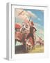 Farmer and Son Waving to Airplane-null-Framed Giclee Print