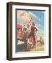 Farmer and Son Waving to Airplane-null-Framed Premium Giclee Print