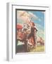 Farmer and Son Waving to Airplane-null-Framed Premium Giclee Print