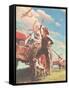 Farmer and Son Waving to Airplane-null-Framed Stretched Canvas
