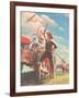 Farmer and Son Waving to Airplane-null-Framed Giclee Print