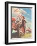 Farmer and Son Waving to Airplane-null-Framed Giclee Print