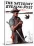 "Farmer and the Bird" or "Harvest Time" Saturday Evening Post Cover, August 18,1923-Norman Rockwell-Stretched Canvas