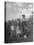 Farmer Carl Snider Standing with Family in Front of Cornfield-null-Stretched Canvas