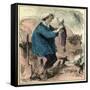 Farmer Child 19th Century Chicken Spade Country Side France-null-Framed Stretched Canvas