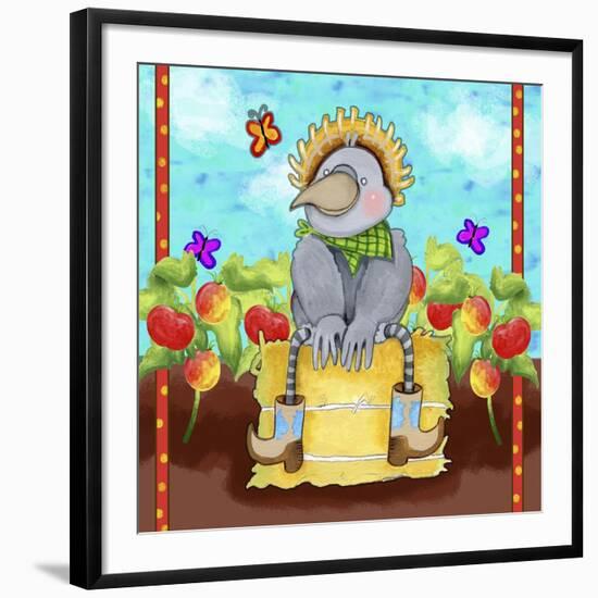 Farmer Crow Hay Bale-Valarie Wade-Framed Premium Giclee Print