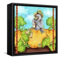 Farmer Crow Pumpkin Patch-Valarie Wade-Framed Stretched Canvas