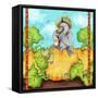 Farmer Crow Pumpkin Patch-Valarie Wade-Framed Stretched Canvas