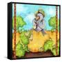 Farmer Crow Pumpkin Patch-Valarie Wade-Framed Stretched Canvas