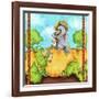 Farmer Crow Pumpkin Patch-Valarie Wade-Framed Giclee Print