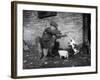 Farmer Feeding Cats-null-Framed Photographic Print