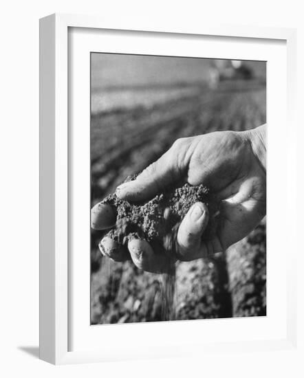 Farmer Holding a Handful of Soil-Ed Clark-Framed Photographic Print