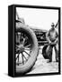 Farmer Is a Blur of Activity Working on His Tractor, Ca. 1938-null-Framed Stretched Canvas