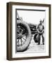 Farmer Is a Blur of Activity Working on His Tractor, Ca. 1938-null-Framed Premium Photographic Print