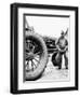 Farmer Is a Blur of Activity Working on His Tractor, Ca. 1938-null-Framed Premium Photographic Print