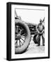 Farmer Is a Blur of Activity Working on His Tractor, Ca. 1938-null-Framed Photographic Print