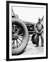 Farmer Is a Blur of Activity Working on His Tractor, Ca. 1938-null-Framed Photographic Print