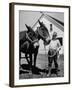 Farmer J. Vivian Truman, Brother of Harry Truman, Working with a Pair of Mules-null-Framed Photographic Print