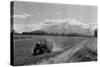 Farmer on a Tractor Spraying Insecticide on a Field before Planting in Palmer, Alaska, 1961 (Photo)-Ted Spiegel-Stretched Canvas