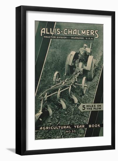 Farmer on an Allis Chalmers Tractor Plowing a Field-null-Framed Premium Giclee Print