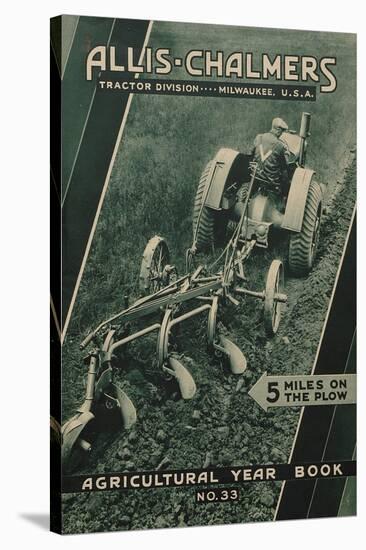 Farmer on an Allis Chalmers Tractor Plowing a Field-null-Stretched Canvas